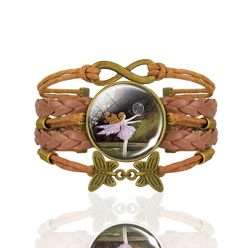 Fashion Accessories Frog Fairy Tale Jewelry Glass Dome Lost Princess of Oz Vintage Brown Leather Bracelet Gift | Украшения и