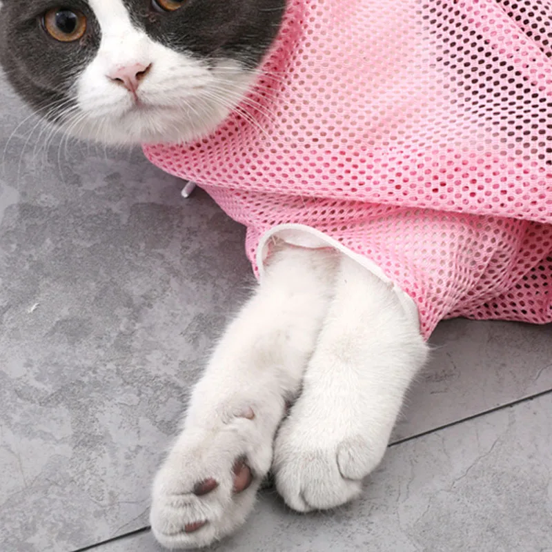 

No Scratching Bite Restraint Cat Supplies Nail Cutting Mesh Cat Bathing Bag Cats Grooming Washing Bags Cat Bath Clean Bag