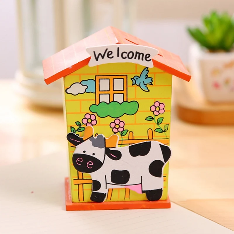 Распродажа денежный ящик дом Форма бак для хранения забавные деревянные Чехол