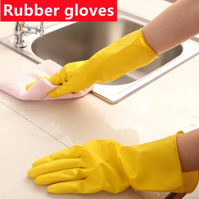 

1Pair Kitchen Reusable Rubber Dish Washing Gloves Water-Proof Gloves Washing Clothes Gloves Household Cleaning Tools