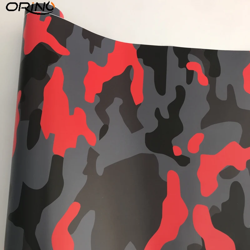 50x500cm Black Red Camouflage Vinyl Film Car Wrap Foil With Air Release Motorcycle Bike Scooter Skateboard Sticker Decal - купить по