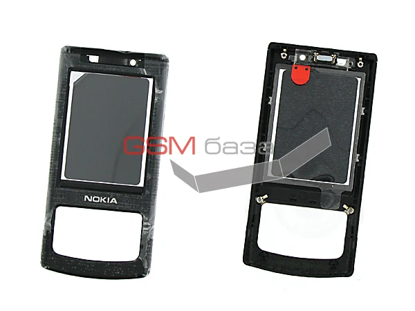 Nokia 6500 Slider Перед.пан. верх. слайдера с защ стеклом (цвет: Black) Оригинал|Корпусы и