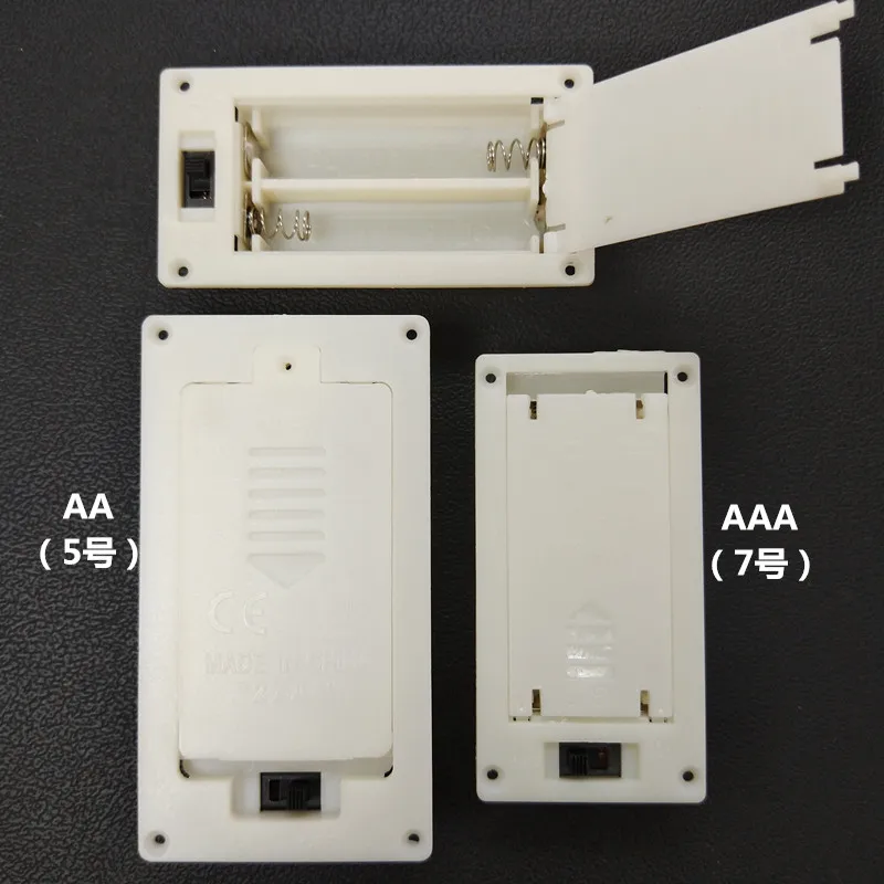 

300pcs/lot 2X 1.5V AA AAA Rectangular Embedded Battery Holder Storage Box Case With Switch 2 Slots Batteries Shell Plastic Cover