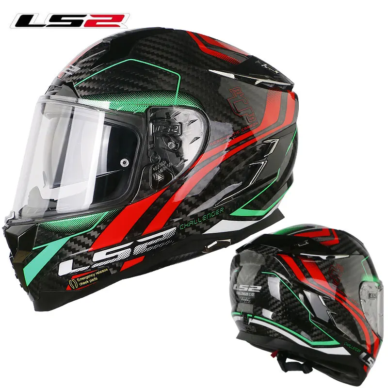 LS2 FF327 углеродное волокно Challenger полный уход за кожей лица мотоциклетный шлем capacete LS2 шлем с внутренним Защита от солнца Лен мужчина женщина гонки