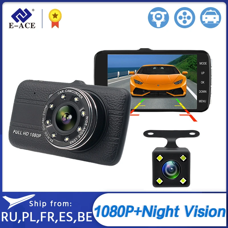 Автомобильный видеорегистратор с камерой заднего вида 4 0 дюйма IPS экран Full HD 1080P 8