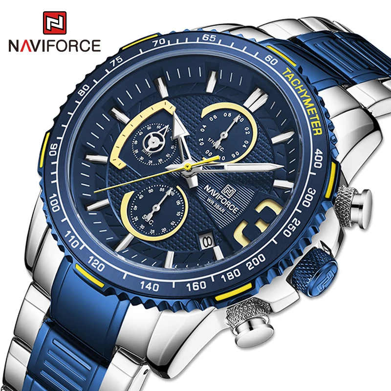 Часы наручные NAVIFORCE Мужские кварцевые многофункциональные водонепроницаемые с