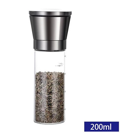 200 ml Мельница для перца ручная Сезам перец морская соль шлифовальная бутылка черный перец порошок шлифовальная машина домашняя кухонная бутылка для приправ - Цвет: 200 ml