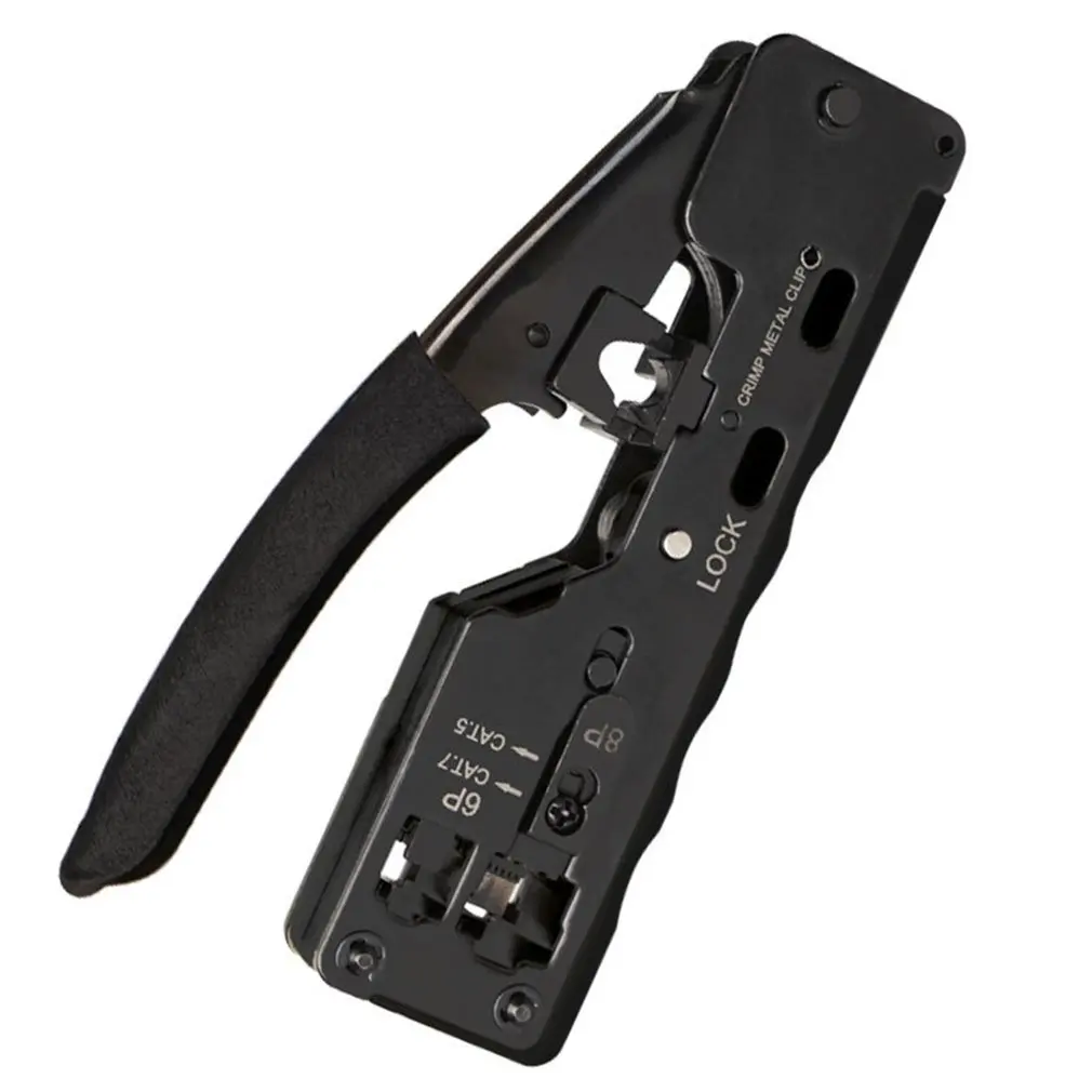 

[Cat5 Cat6 Cat7 Pass Through Crimper] for RJ45 RJ12 RJ11 Network Connectors Modular Plugs Ethernet Cables EZ Crimp Tool