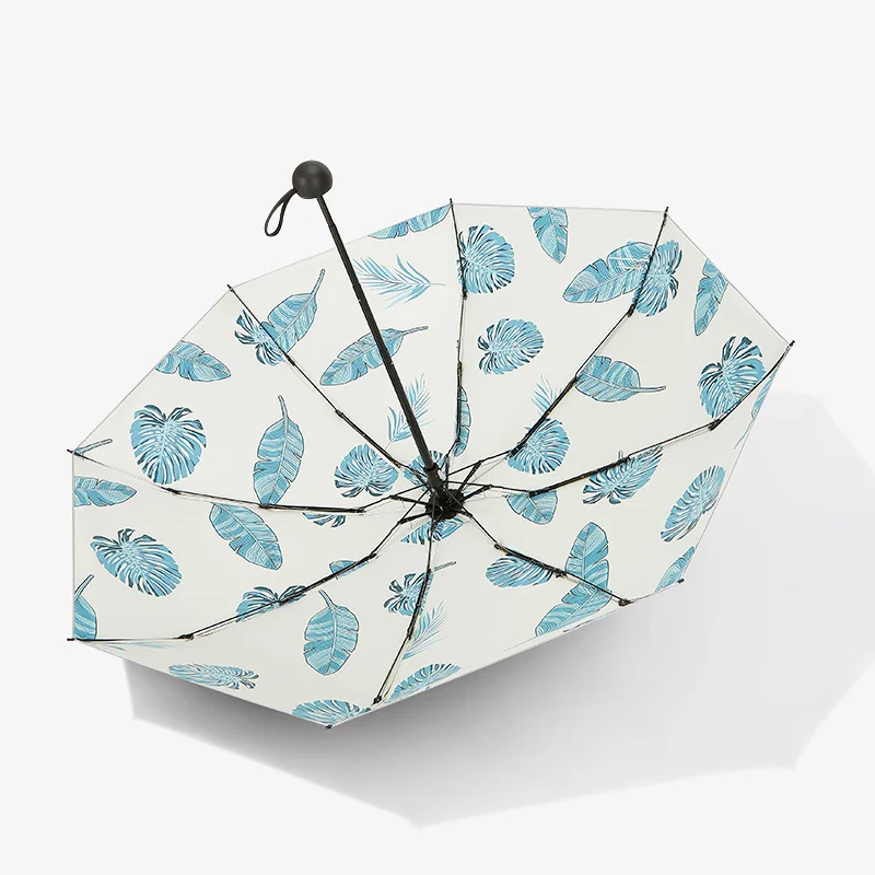 

Fashion Folding Umbrellas Leaf Pattern Portable Umbrella Girls Anti-UV Waterproof Portable Travel Umbrellas Parasol Rain Gear