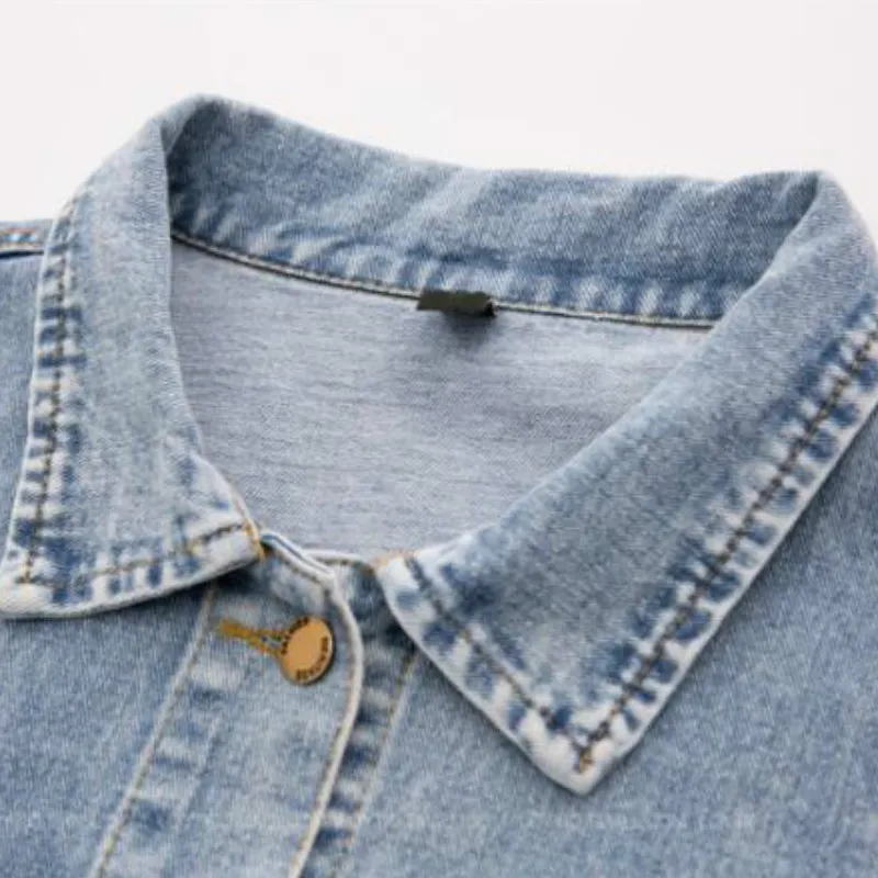 

Women Basic Jackets Denim Solid Simple Hole Fur-lined Loose Slim Streetwear Korean Fashion Casual Daily Students All-match New