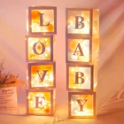 Прозрачная светодиодная белая коробка сделай сам, украшение на 1-й день рождения для маленьких мальчиков и девочек, детские воздушные шары на свадьбу с надписью Love, коробка с именем, товары для будущей мамы