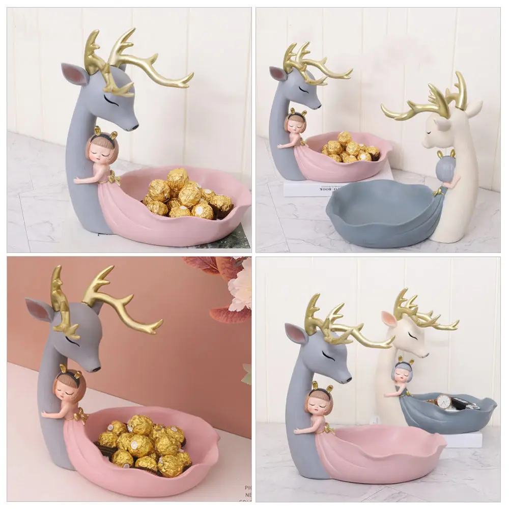

1Pc Adorable Desktop Adornment Resin Storage Tray Home Sundries Holder Grey