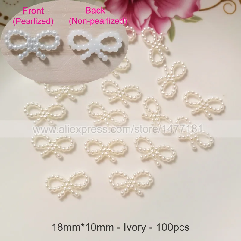 100 шт. белый цвет слоновой кости 18 мм * 10 бант Бабочка жемчуг украшение