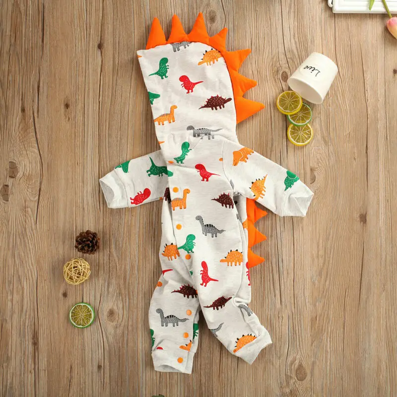 pudcoco Newborn Infant Baby boy romper Hooded 3D dinosaur costume baby Cotton christmas new years gift animal jumpsuits Kids |