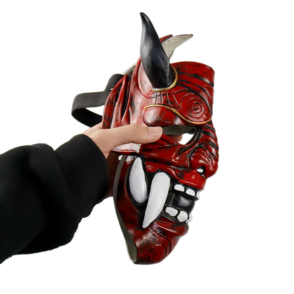 

Samurai Latex Halloween Mask Japanese Samurai Cosplay Headgear Scary Prajna Costume Cosplay Props