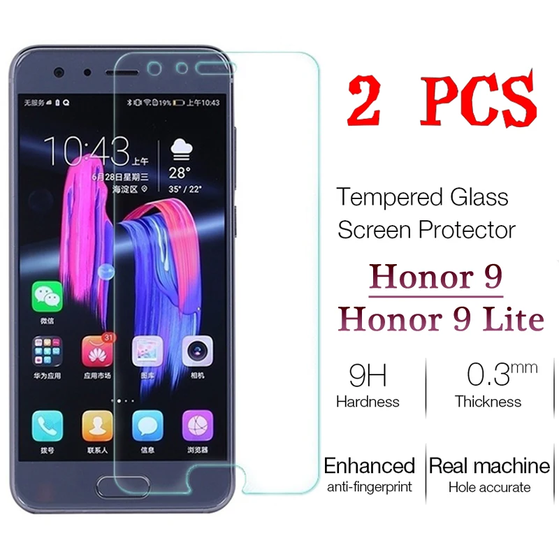 2 шт Защита экрана для Honor 9 Lite HD прозрачное закаленное стекло Huawei защитная пленка