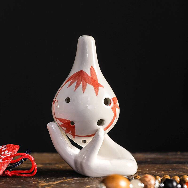 green Ocarina 6 отверстий керамический окарина бамбуковые листья узор AC ключ Музыкальный инструмент для начинающих обучения JT-Прямая поставка - Цвет: green