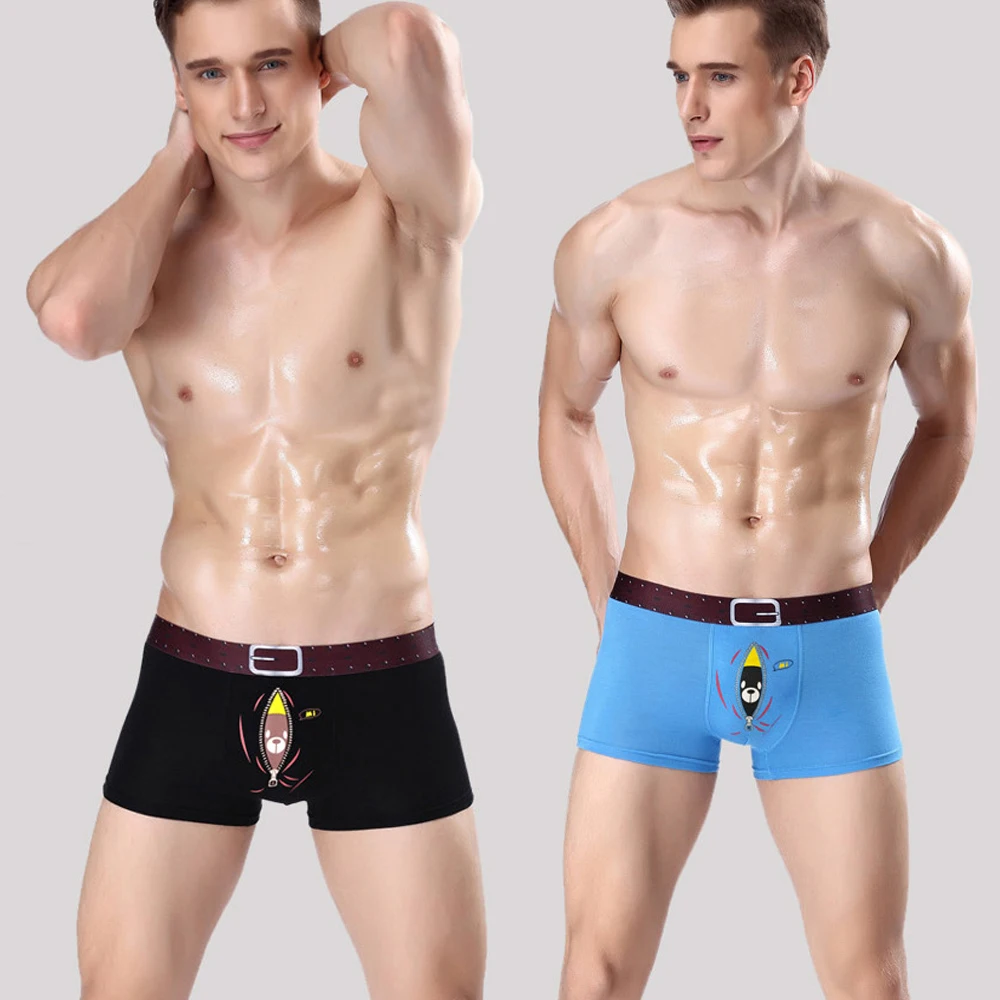 

JIAYAN Wide Side Men Underwear Mid-waist Men's Panties Modal Briefs Cotton Boxershorts Sexy Cartoon Print Underpants 2020 New