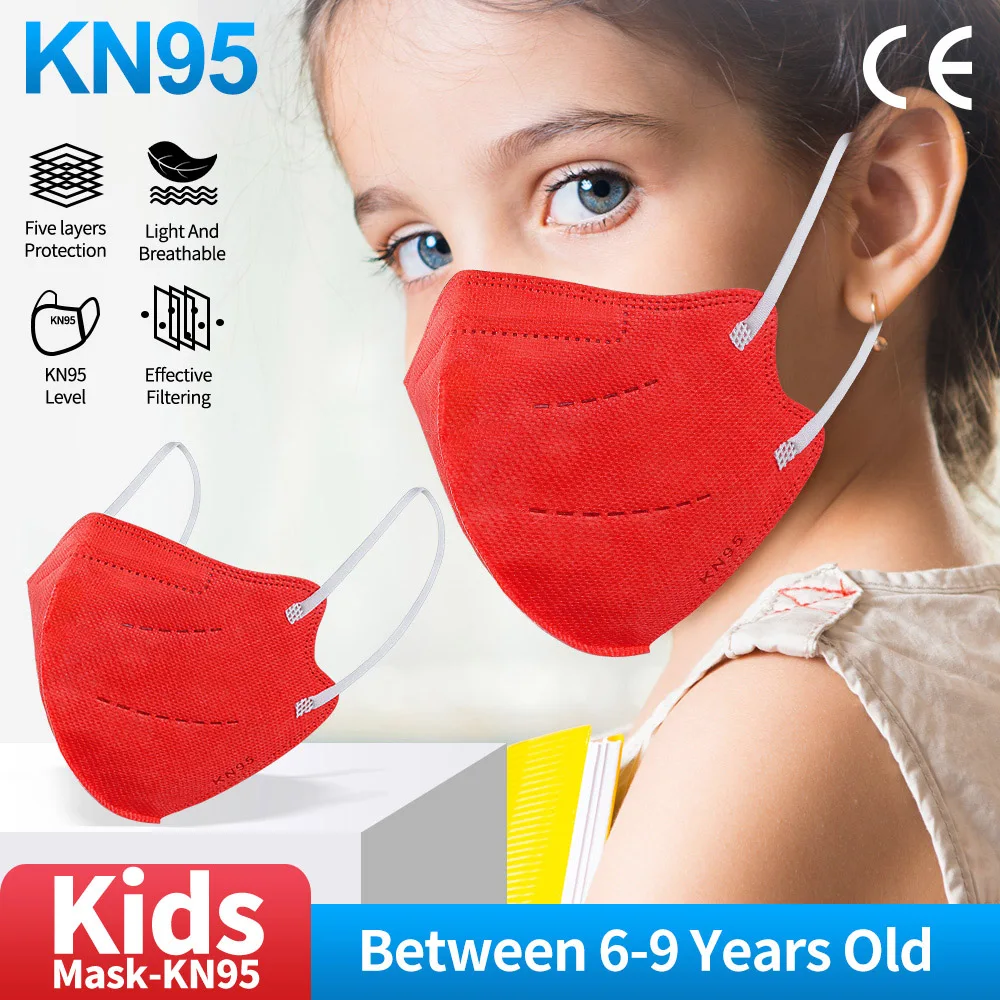 

50pcs 6-9 KN95 FFP2 Kids Children Mask Colored CE FPP2 Niños Infantil Mascara ffp2 mascarillas negras FFFP2 Negras Masques CE