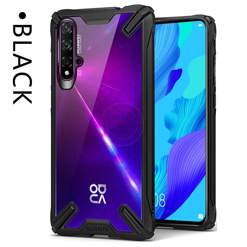 Black Военная подушка безопасности, противоударный защитный чехол для huawei Nova 5 T/Honor 20 S, прозрачный акриловый PC+ TPU противоударный защитный чехол - Цвет: Black