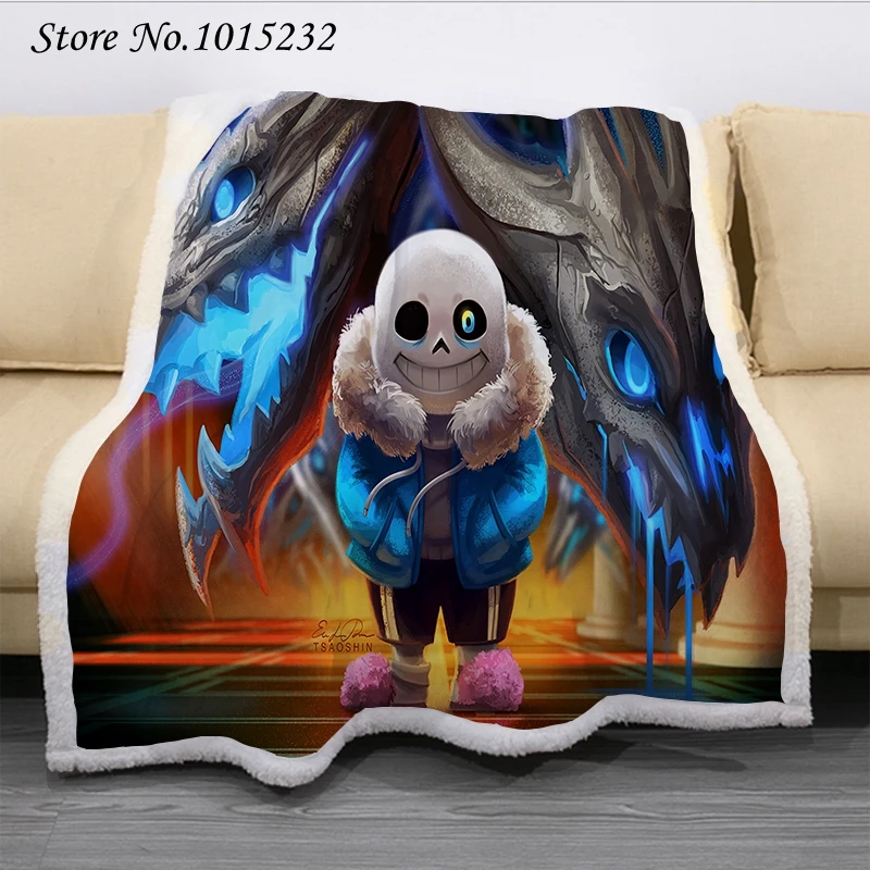 

Undertalel Funny Character Blanket 3D Print Sherpa Blanket on Bed Home Textiles Dreamlike Style