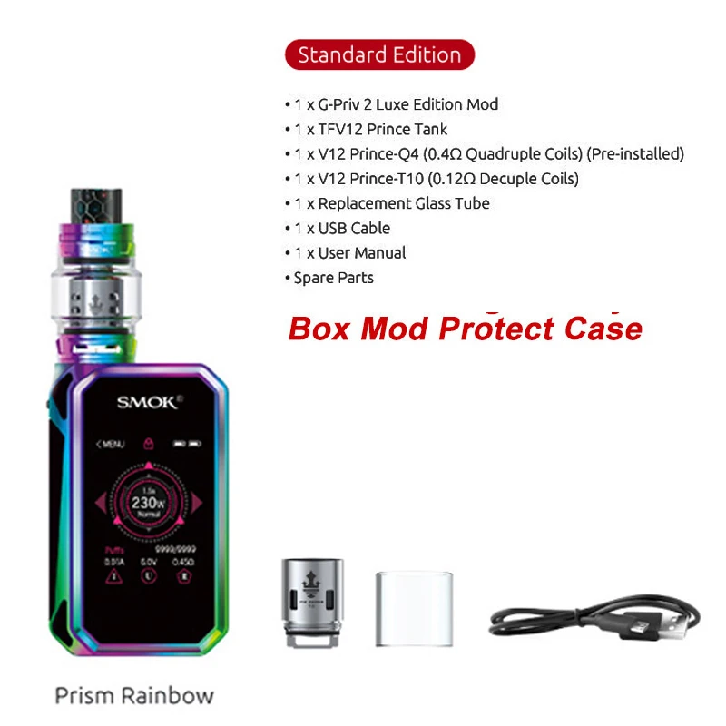 Original SMOK G-PRIV 2 Luxe Edition 230W Touch Screen TFV12 Prince TankVaporizer Gift Battery Electronic Cigarette Vape Kit | Электроника