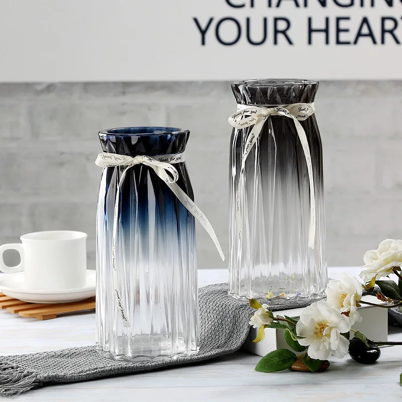 

Tabletop European Vase Glass Gradient Coloured Glass Terrarium Hydroponic Vase Minimalism Decoration Florero Desk Accessories