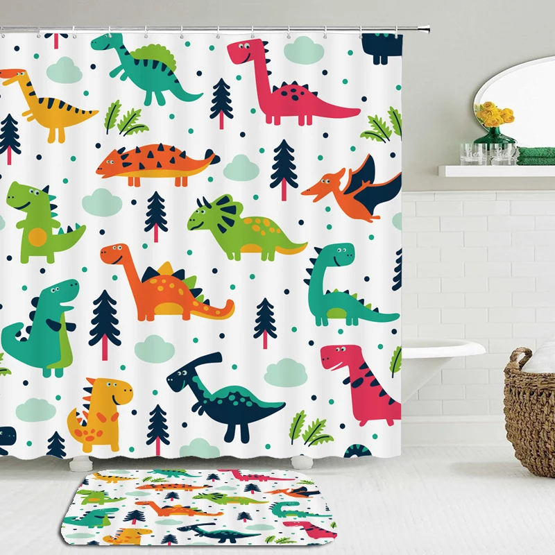 2 шт./компл. занавеска для душа с милым динозавром|Шторы душа| |