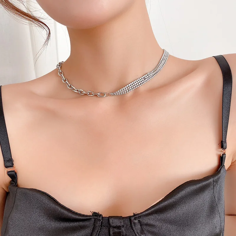

Fashion all-match titanium steel clavicle chain crystal necklace female short necklace accessories hot sale