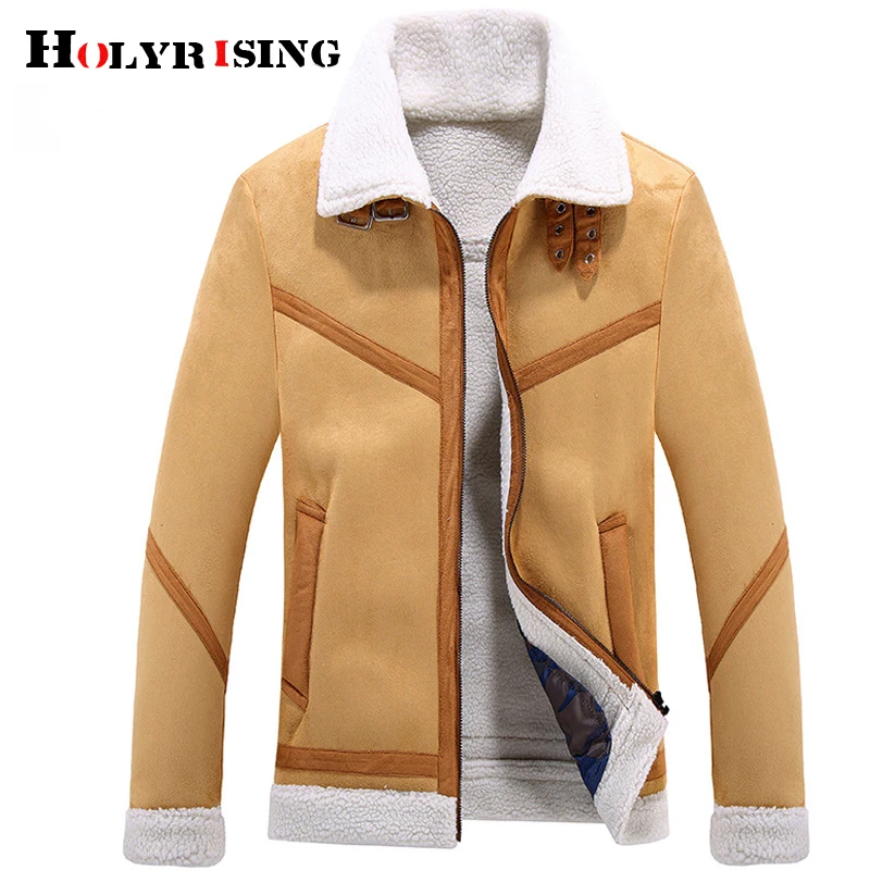 Holyrising новая зимняя куртка мужская одежда поддельные из шерсти ягнёнка кашемир