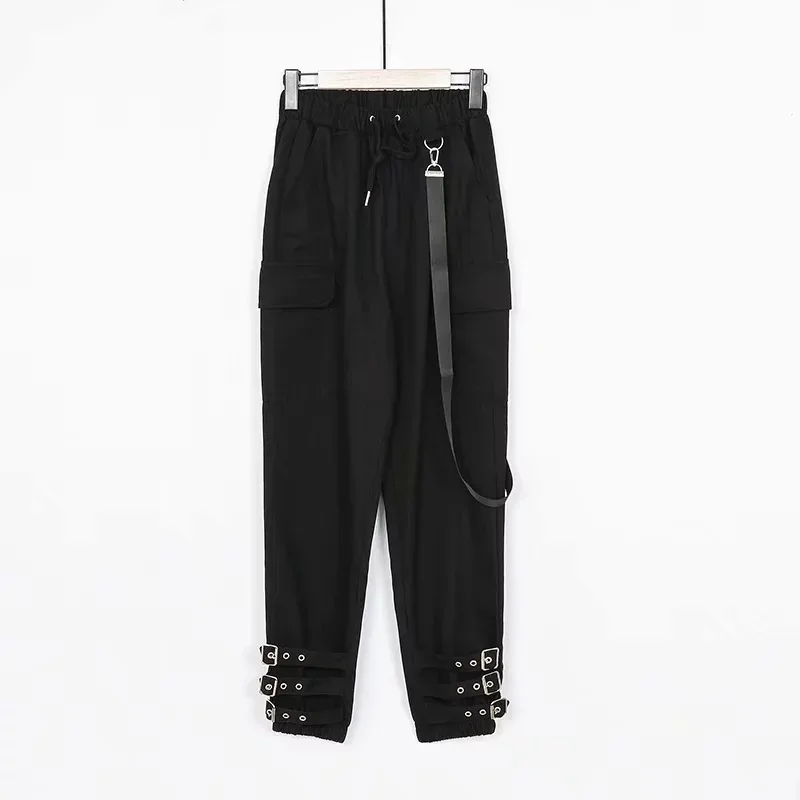

Mid Waist Tie Hem Women's Cargo Jeans