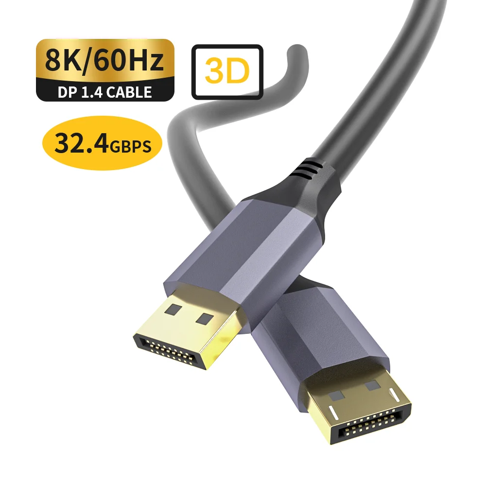 

display port cable displayport 1.4 8K@60Hz 4K@120Hz 32.4Gbps for Xbox apple tv ps5 laptop computer tv box Xiaomi dp cable 4k