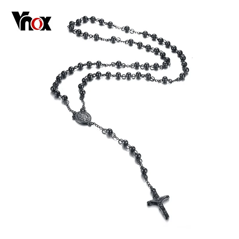 Vnox 26 &quotДлинный свитер кулон в виде креста на цепочке четки ожерелье Черная