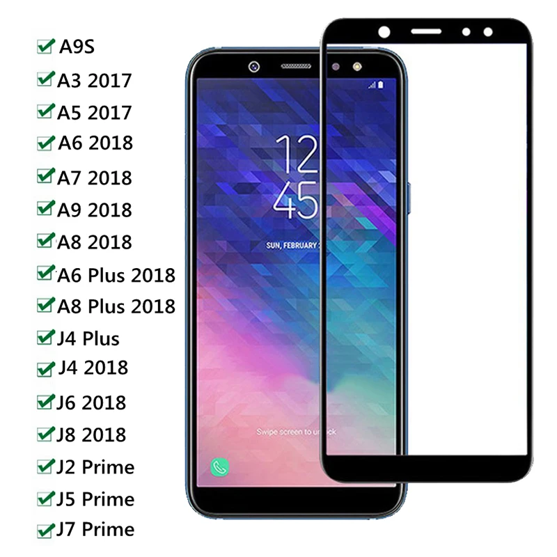 

Protective Glass On For Samsung Galaxy A5 A7 A9 J8 2018 A6 A8 J4 J6 Plus 2018 A9S J2 J5 J7 Prime Tempered Glass Screen Protector