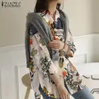 Женская мешковатая Свободная рубашка, модная Осенняя рубашка с карманами и длинным рукавом, винтажные топы с цветочным принтом размера плюс