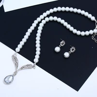 new luxury women jewelry sets party gift imitation pearl rhinestone wedding bridal jewelry earrings necklace set