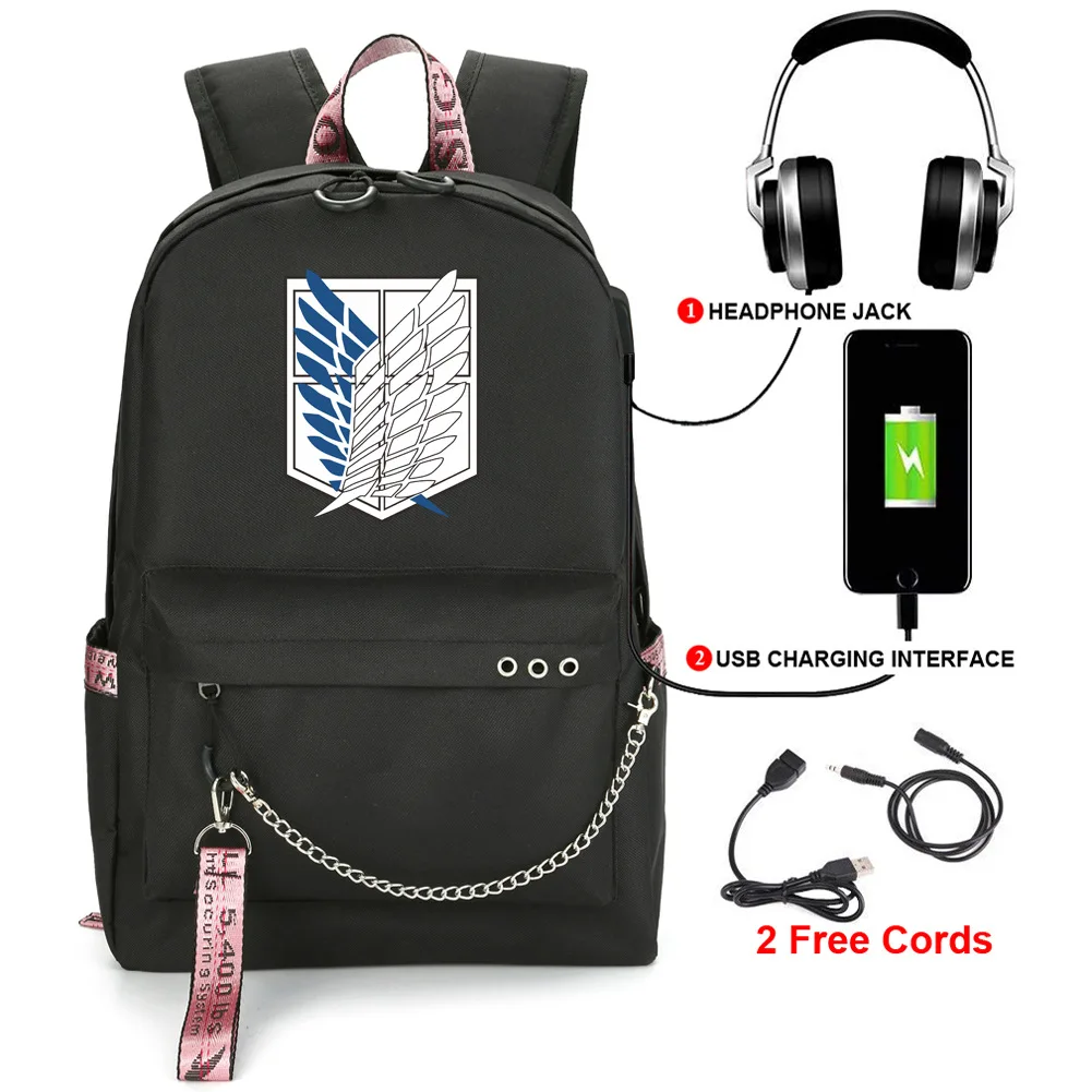 

Attack On Titan Backpack Eren Bag Shingeki No Kyojin Usb Charging Schoolbag Unisex Titans Attack Backpack Travel Gift Teens