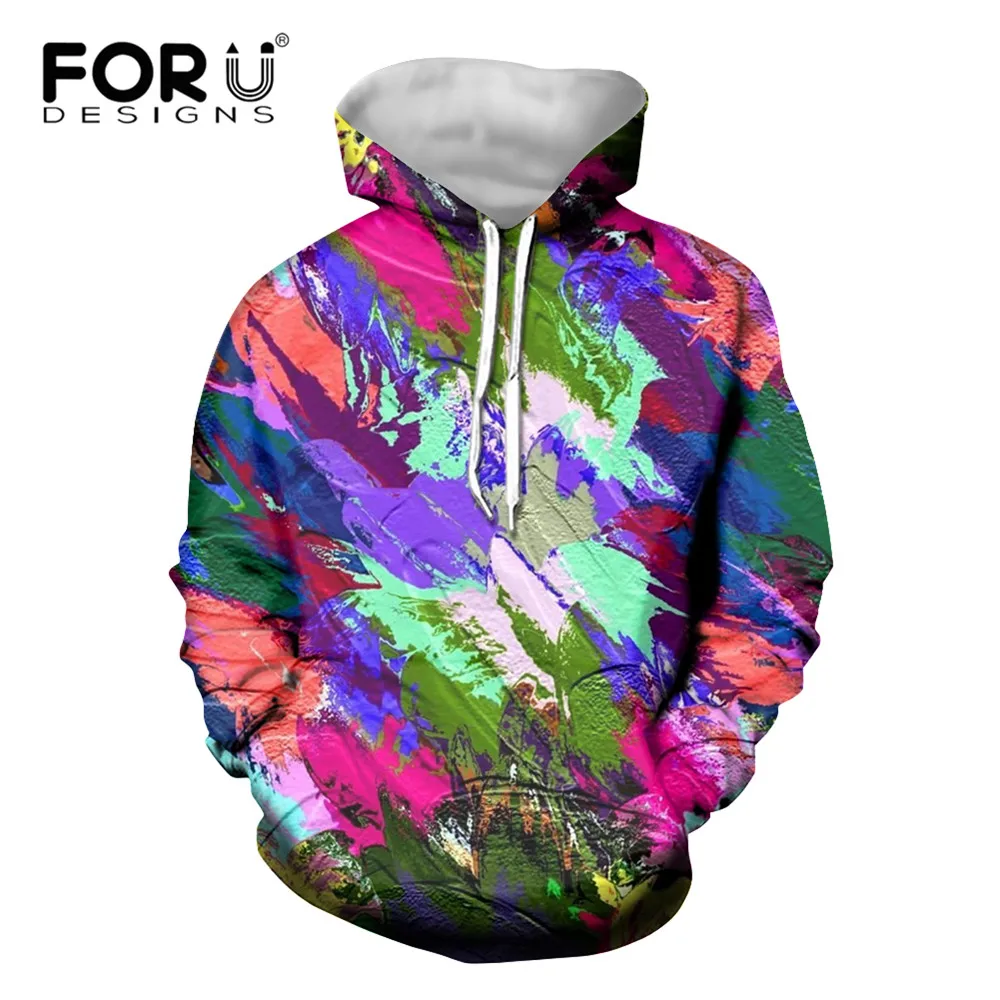 

FORUDESIGNS/абстрактные цвета, толстовка в стиле хип-хоп, Толстовка для мужчин, большой и высокий стрейч, спортивная одежда для выступлений, лидер...