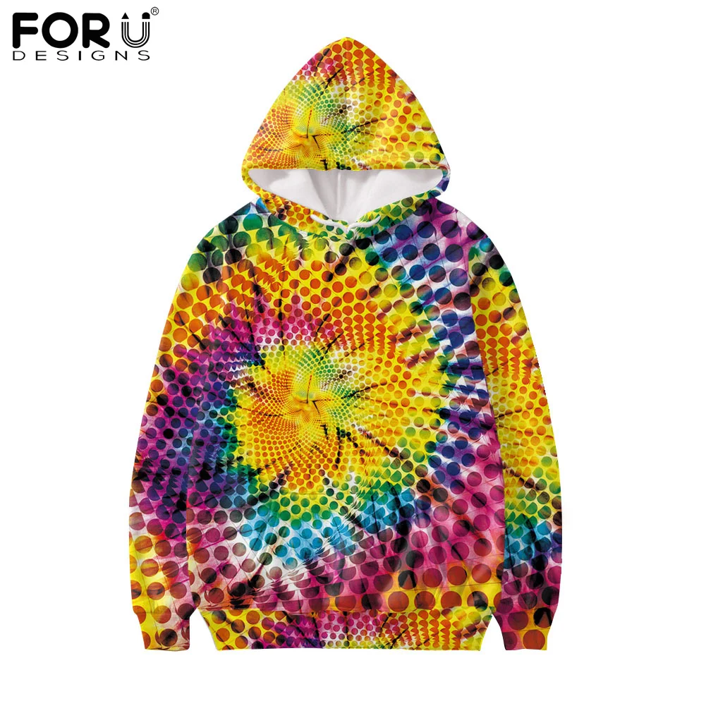 

FORUDESIGNS 3D Swirl Tie Dye Print Teenage Comfortable Hoodies Sweatshirt Women Spring and Autumn Pullovers Tops with Drawstring