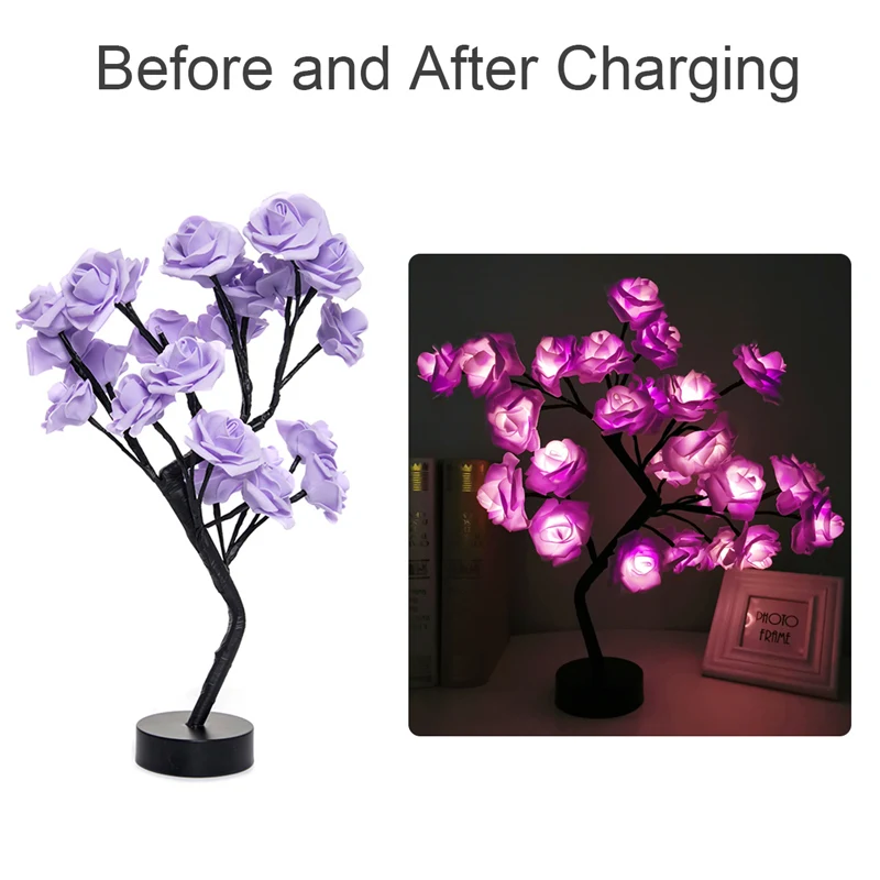 

Frigg Led Tafellamp Verlichting Rose Bloem Boom Usb Nachtverlichting Woondecoratie Partijen Xmas Kerst Wedding Slaapkamer Decor