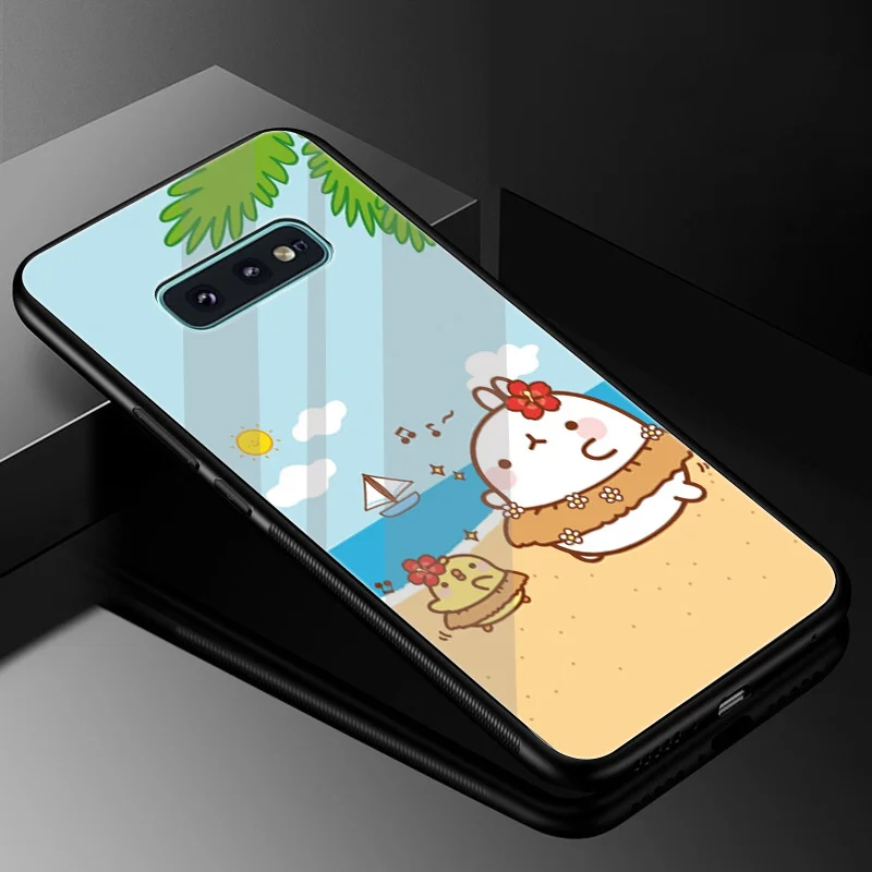 Cutest Kawaii Box Potatoes Rabbits Molang Case Glass for Samsung S7 Edge S8 S9 Plus Note 8 9 10 S10 A10 A20 A30 A40 A50 A60 A70 |
