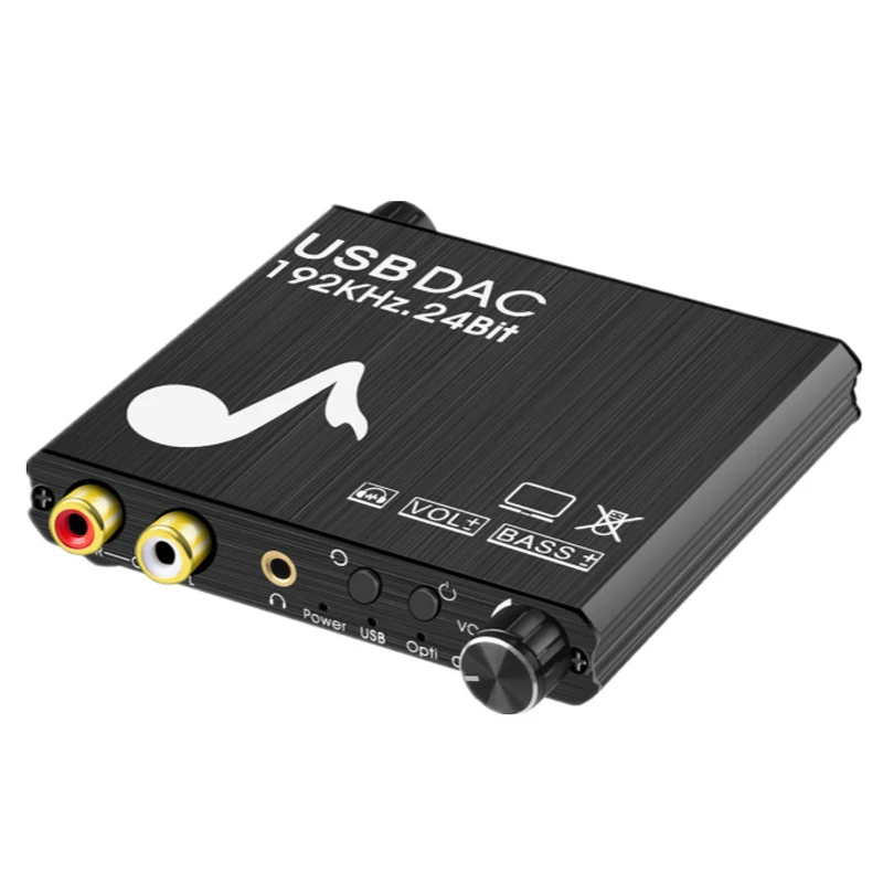 

AIXXCO USB DAC 192kHz 24Bit Digital to Analog Converter with Bass&Volume Control Coaxial Toslink to Analog Stereo L/R RCA