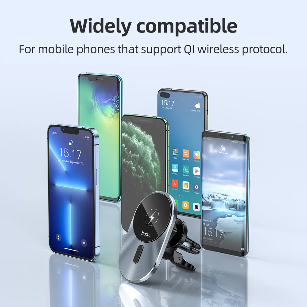hoco magnetic wireless car charger mount for iphone 13 12 pro max 12 13 mini 15w magnetic fast charging airvent car phone holder free global shipping