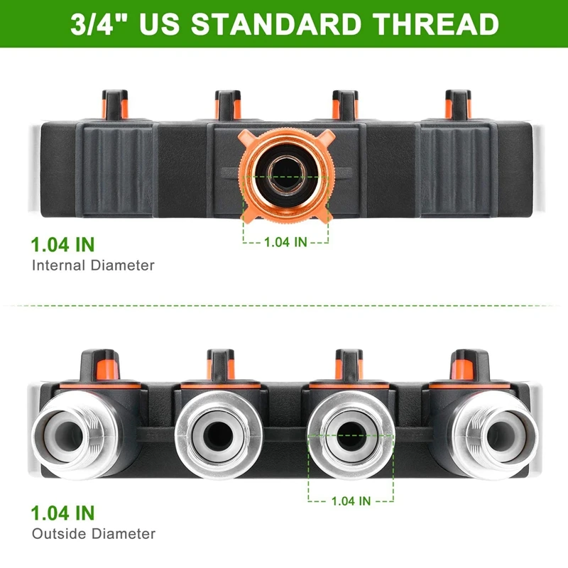 

4 Way Garden Hose Splitter Heavy Duty Water Hose Adapter, for Outdoor Faucet, Sprinkler, Drip Irrigation Systems, Lawns
