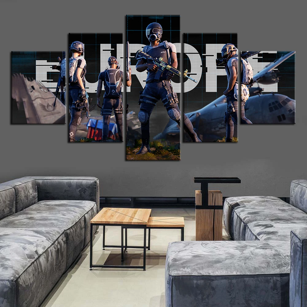 

5 Pieces PUBG Video Game Poster Oil Painting on Canvas Home Decor Wallpaper HD Print Picture Wall Sticker Artwork
