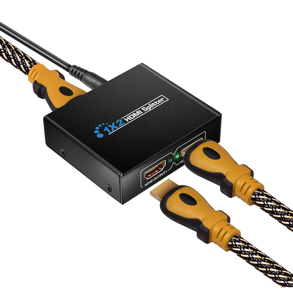 HDMI 1 in 2 out 1080p 4K 1x2 HDCP Stripper 3D Splitter Power Signal Amplifier 4K HDMI Splitter For HDTV DVD PS3 Xbox US/EU Plug