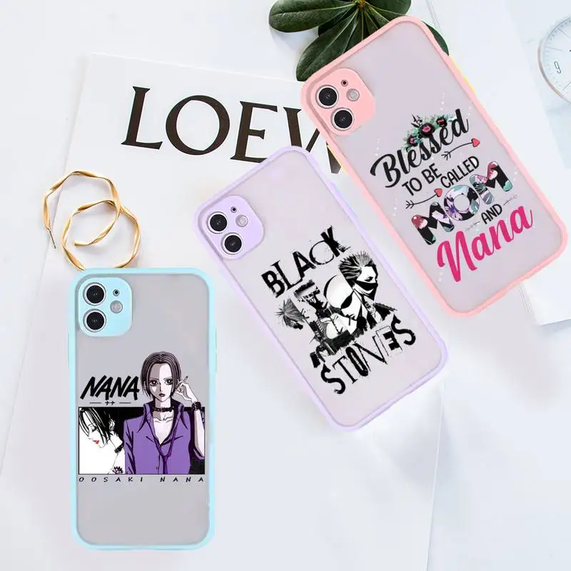 

NANA Design Phone Case For iPhone 12 11 Mini Pro XR XS Max 7 8 Plus X Matte transparent Purple Back Cover