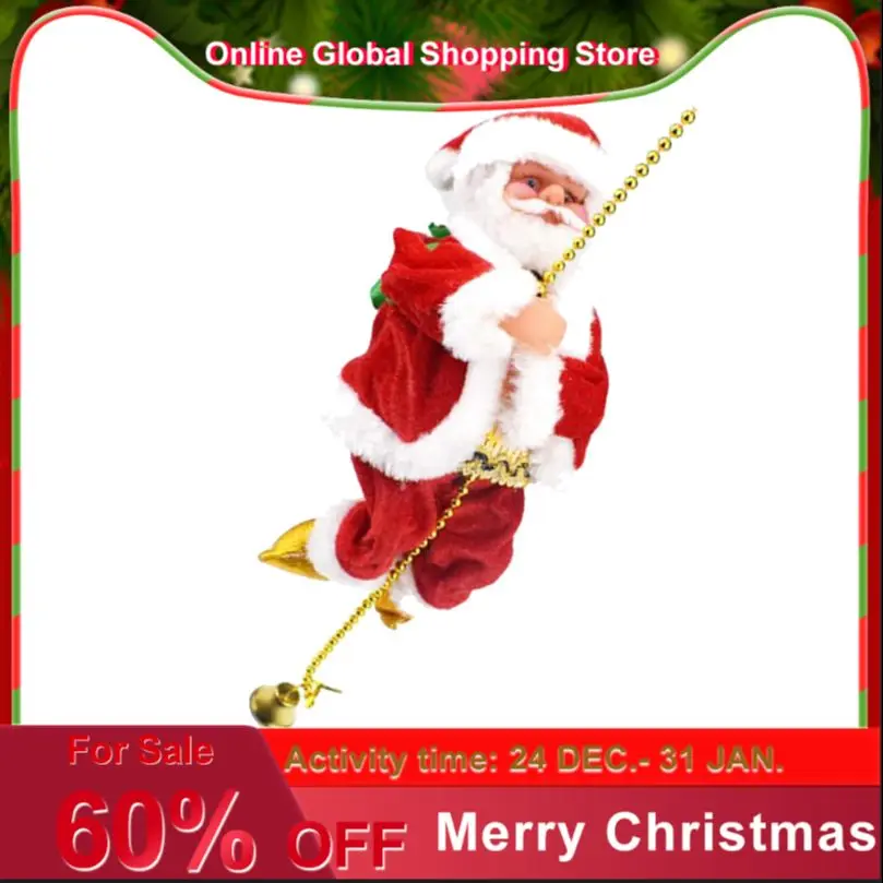 

Santa Claus Climbing Beads Battery Operated Electric Climb Up and Down Climbing Santa with Light and Music