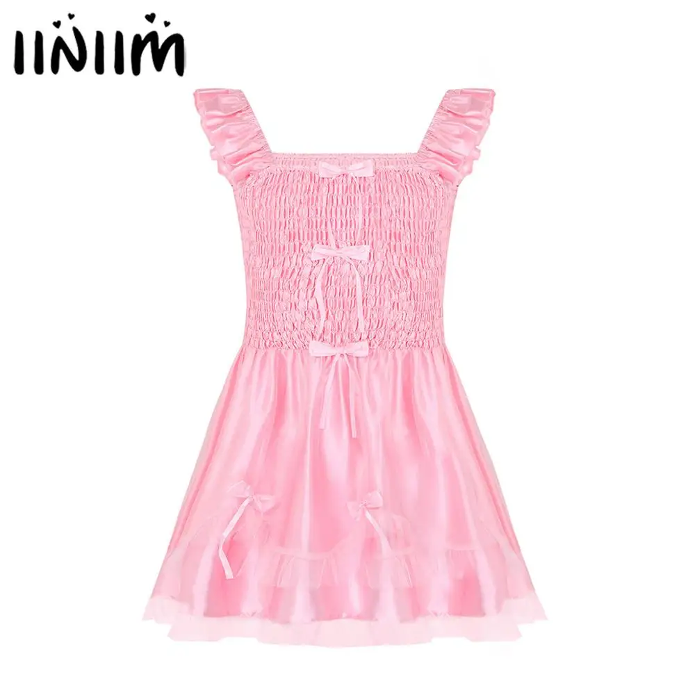 Iiniim мужские взрослые гофрированные лиф с ленточным бантом Стрейчевые атласные