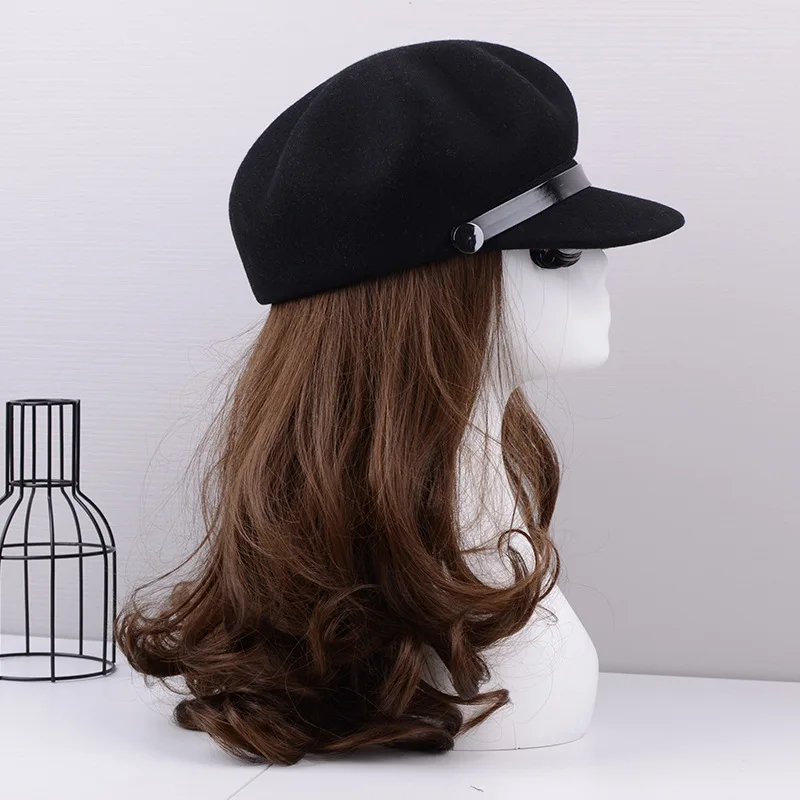 Женский шерстяной берет с поясом восьмиугольная шапка в Корейском стиле сезон